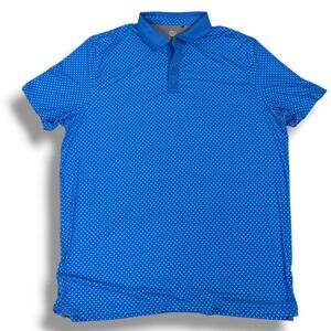 Graham Luxe Mens 2XL Golf Polo Shirt Blue White Micro Geometric Print